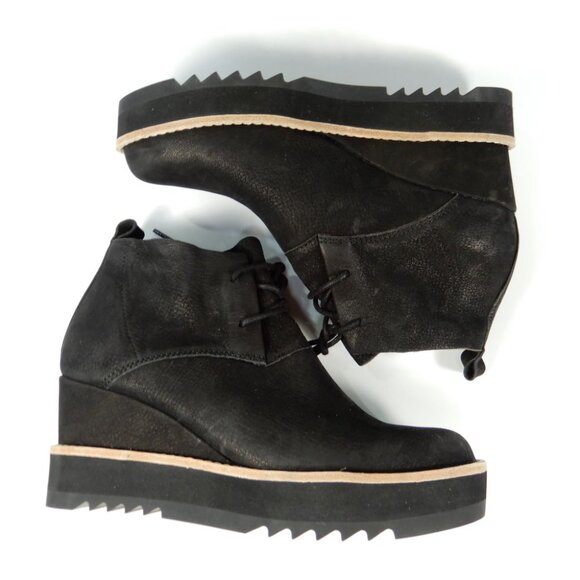 EILEEN FISHER Capa Wedge Boots Booties Size 6 Black Nubuck Leather NEW $265 - Picture 9 of 12